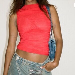 Miaou Sheer Red Top